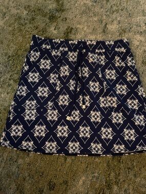 Hatley Navy Floral Tile Print Drawstring Skirt